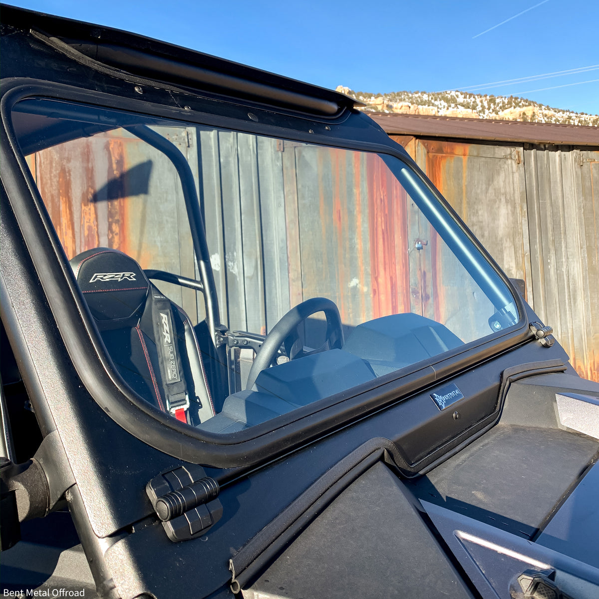 RZR Turbo S Vented Windshield With D.O.T Stamp – Bent Metal Off